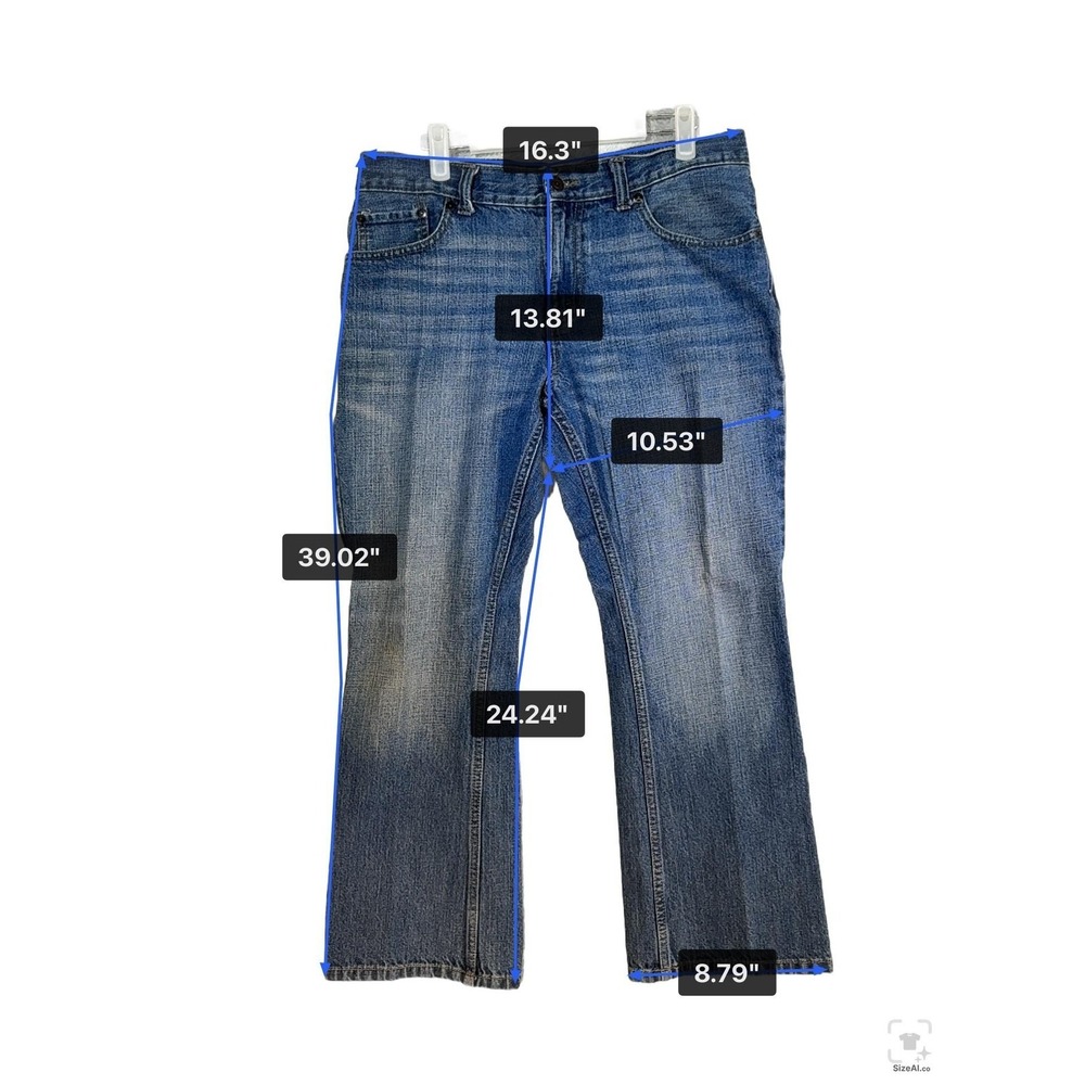 Levis 527 Jeans Teens 33x28 Blue Medium Wash Bootcut Slim Denim Zip Fly - Picture 10 of 14